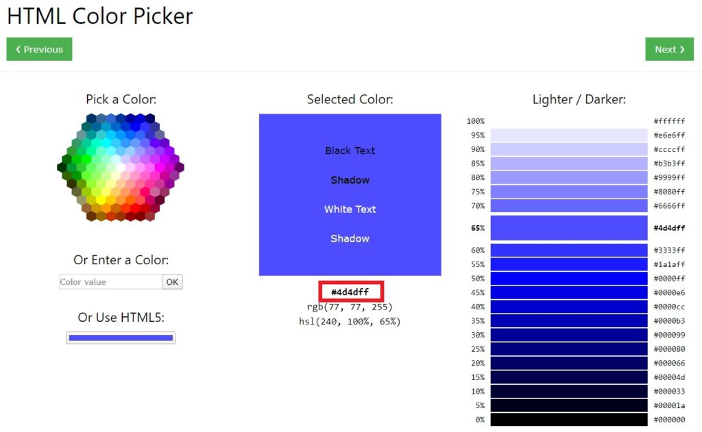 html color picker